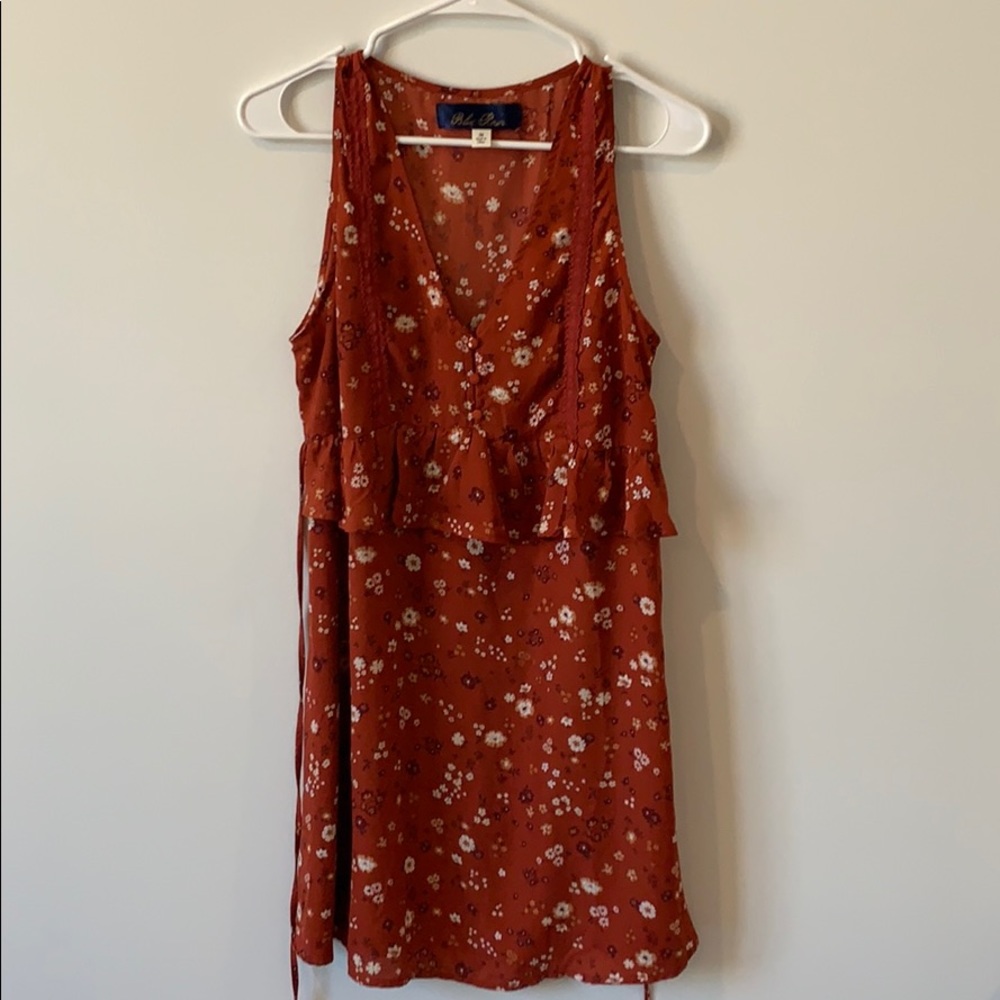 Red Floral V-neck Mini Dress